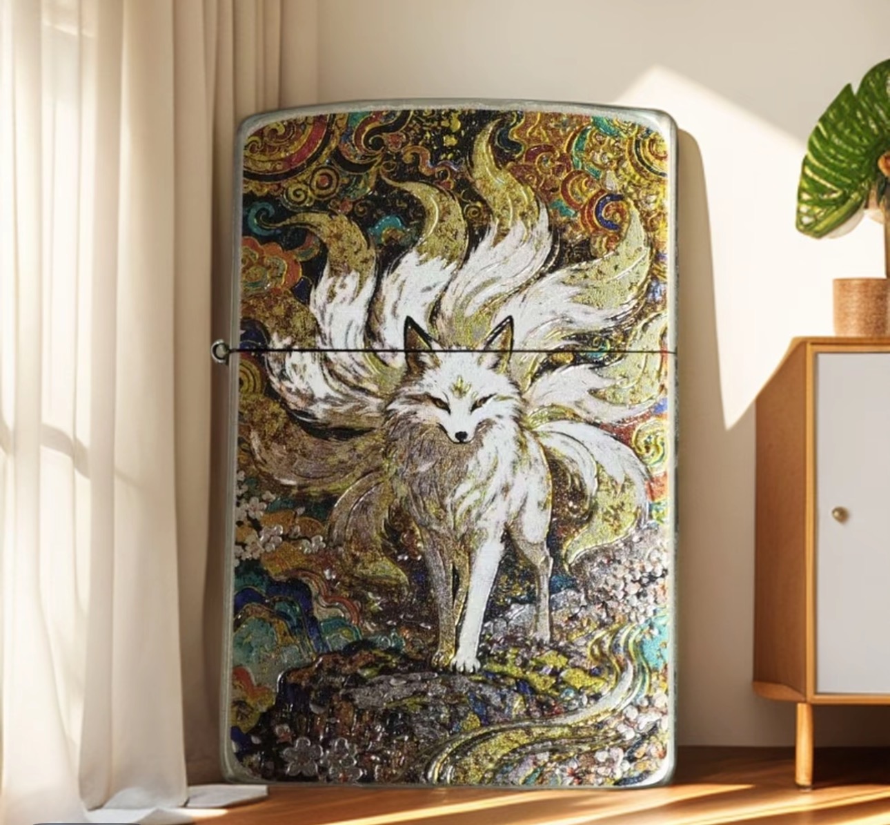 ZORRO白镍青丘九尾创意防风打火机男士个性佛系原装
