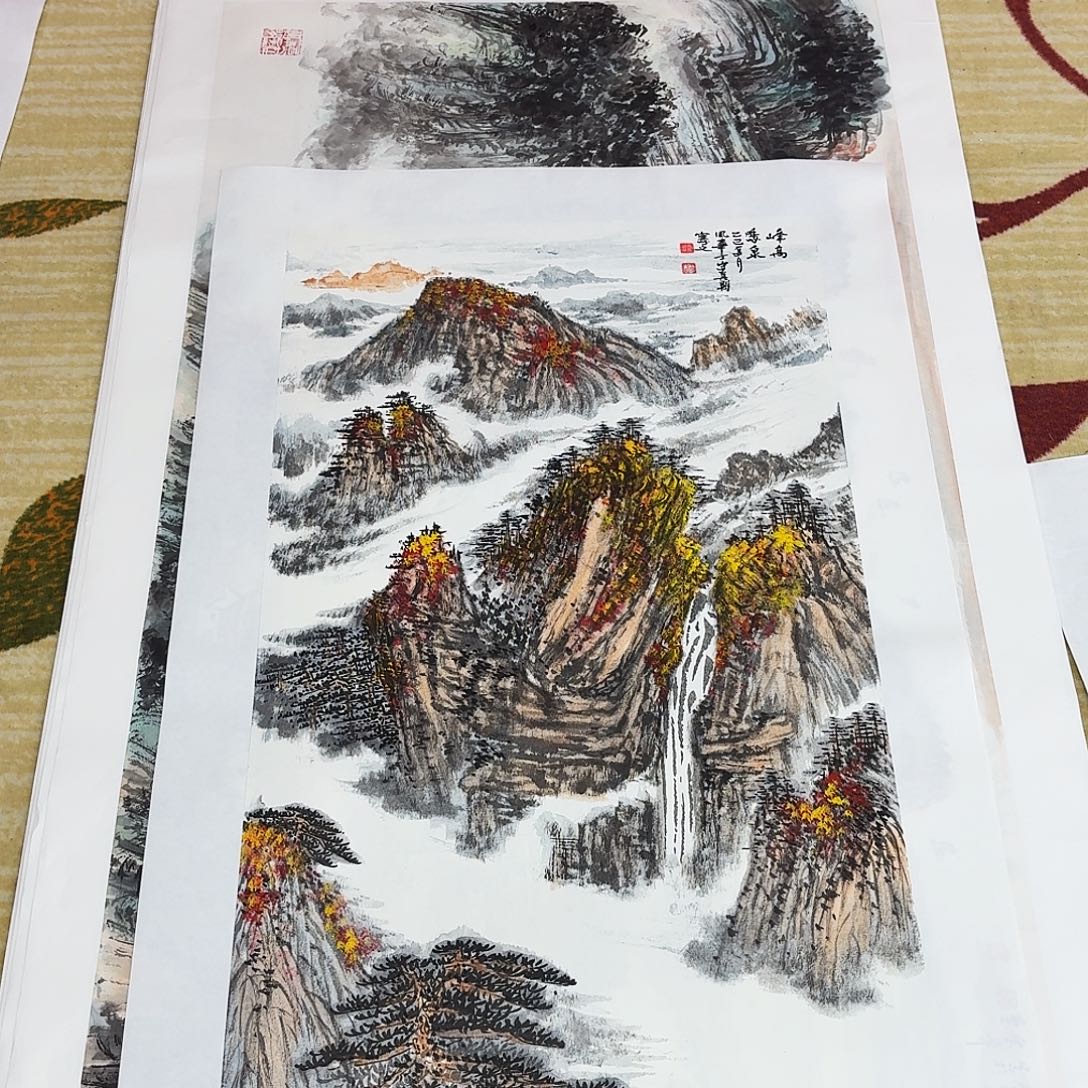 国画三尺整纸手绘作品