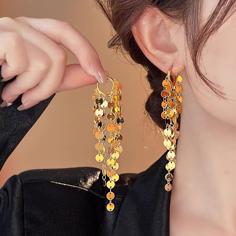 铜合金耳饰 流苏耳环新款气质大气高级感夸张耳饰8873