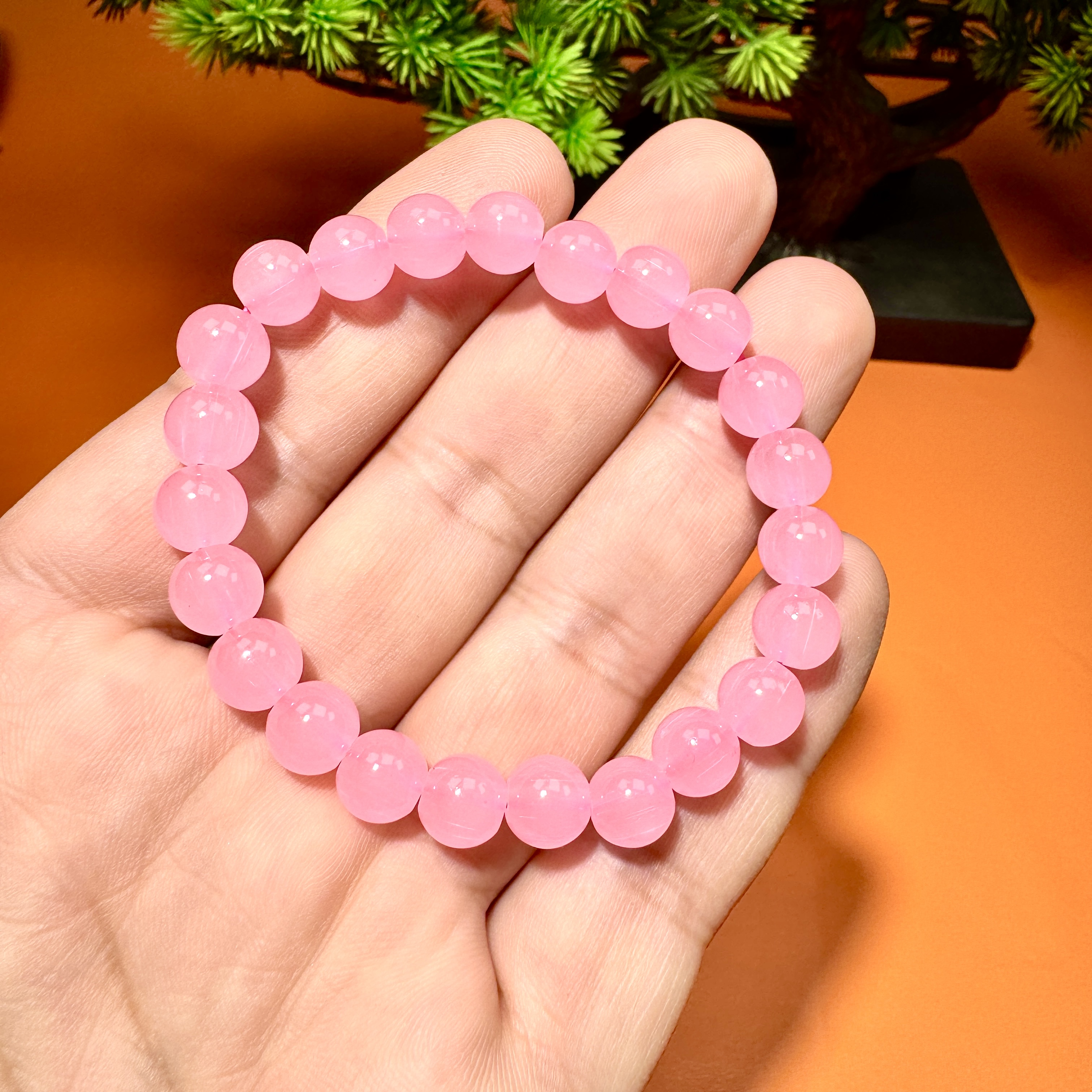 玄冰珠——粉色圆珠DIY串珠手串无礼盒卡8mm-L102