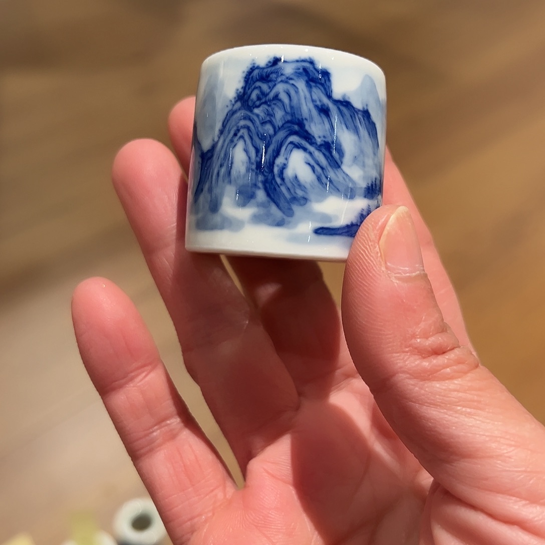 怡琅柴窑手工手绘山水盖置