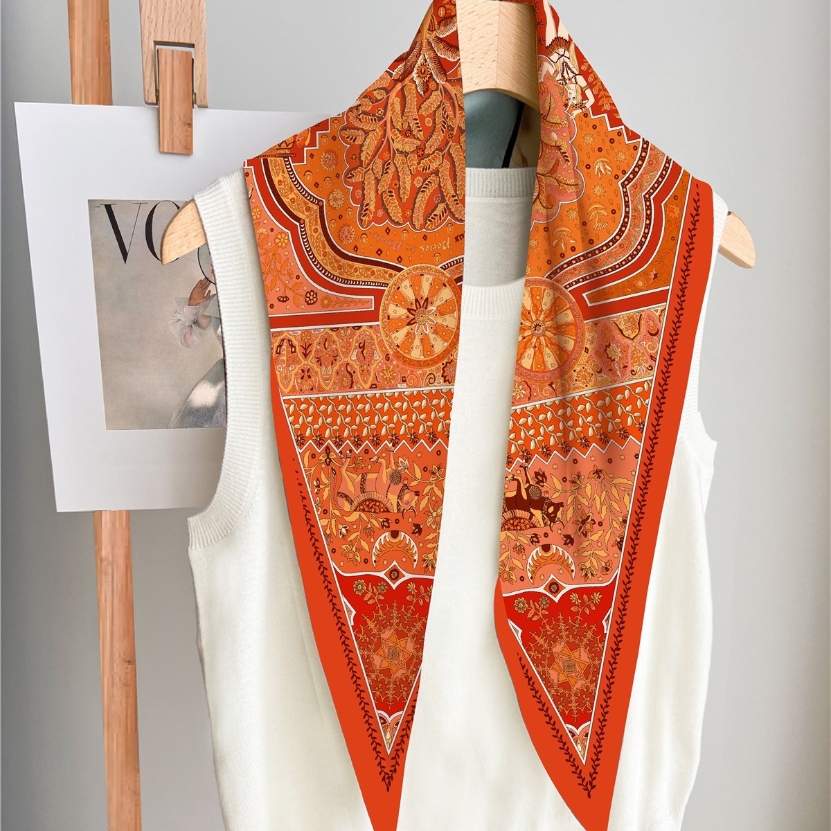 丝巾新款长条菱形围巾飘带女春夏季百搭装饰包头巾时尚韩版小领巾