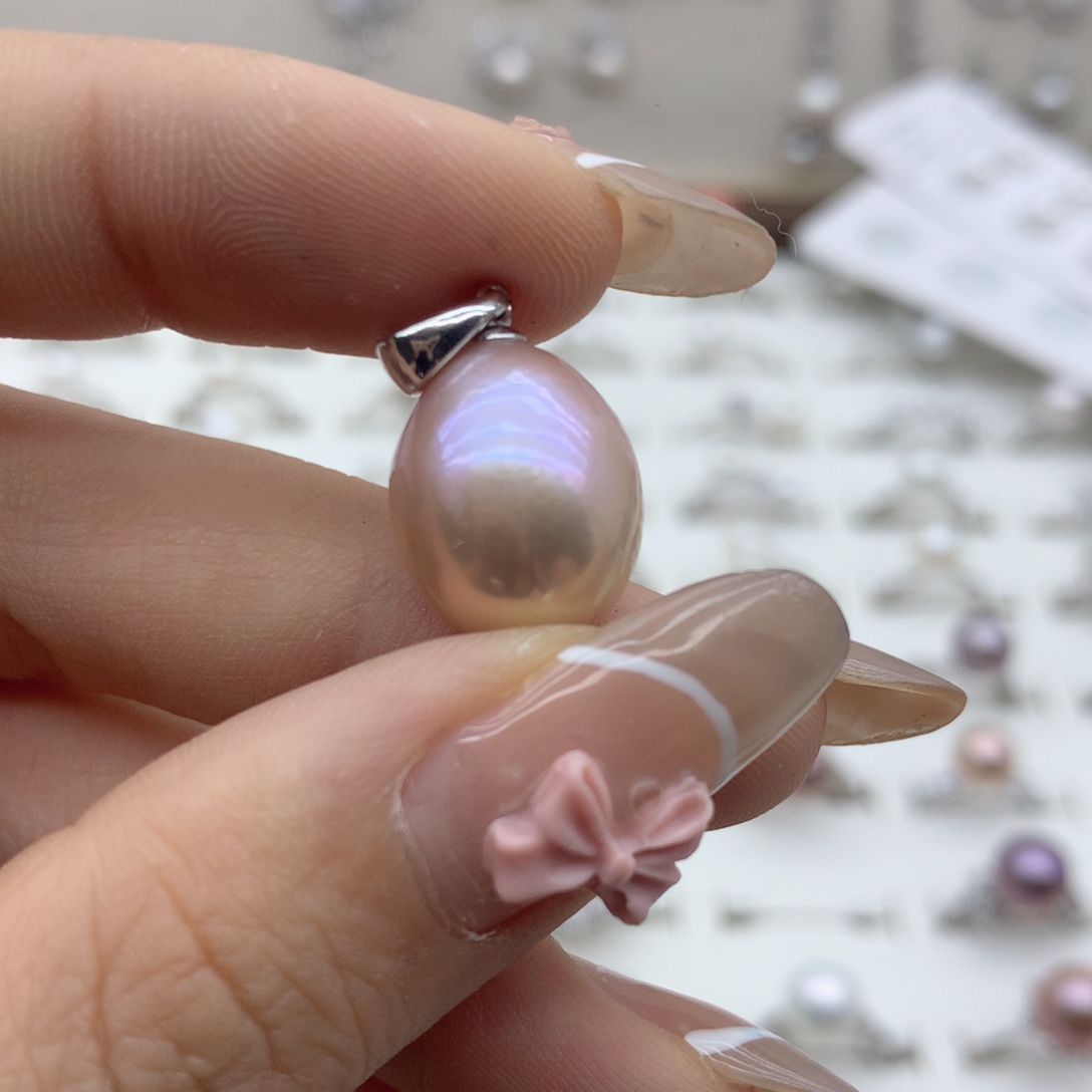 淡水珍珠银S925镶嵌吊坠(不含链)