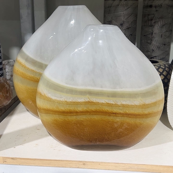 婉***伈琉璃手工艺品扁瓶花瓶花器一对两只