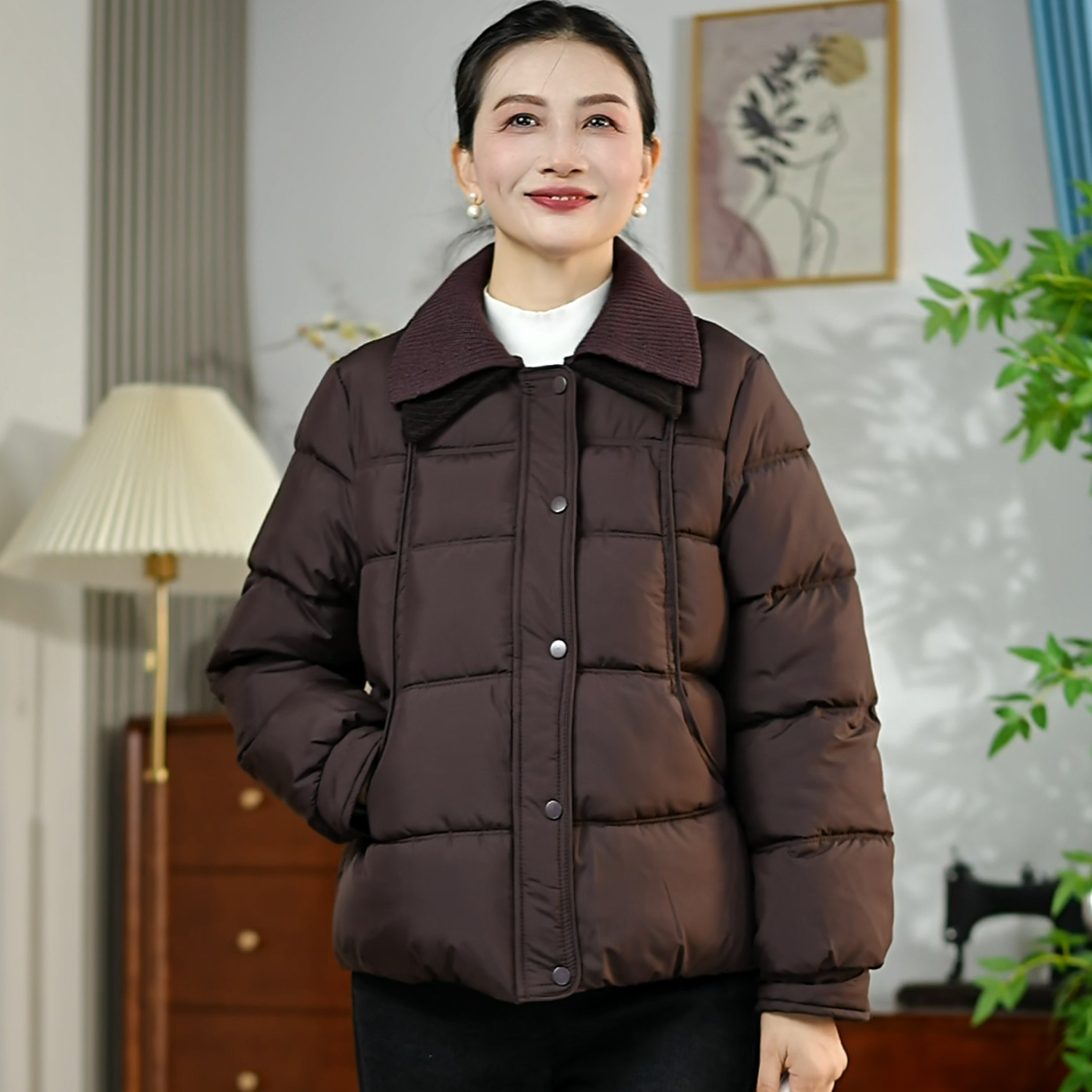 中老年妈妈秋冬装时尚洋气短款棉衣女加厚保暖小棉袄外套休闲棉服