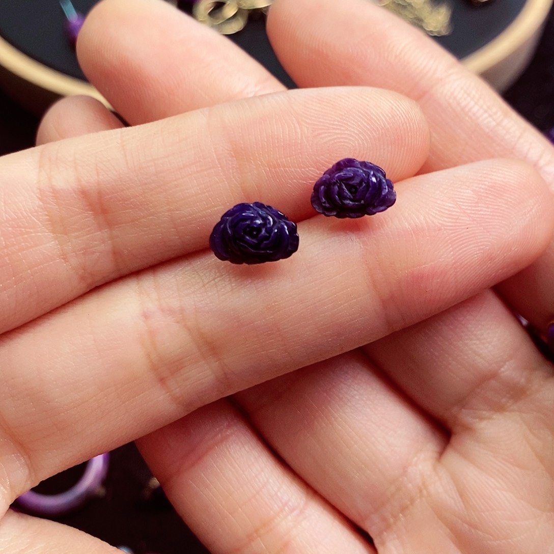 苏纪石（舒俱来）耳饰银S925镶嵌