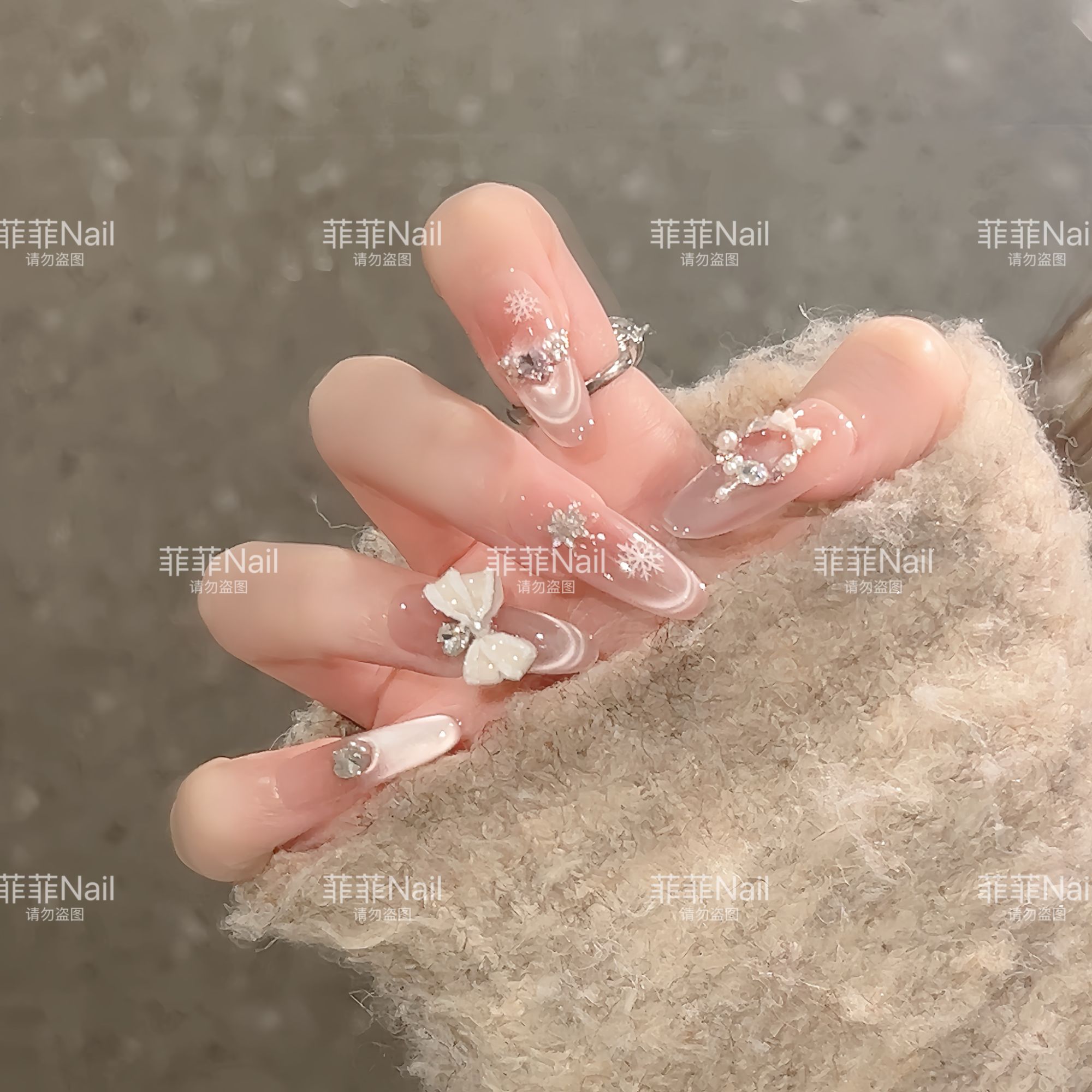 【冬季恋歌】美拉德猫眼蝴蝶结可拆卸秋冬精致高级感轻奢手工穿戴甲