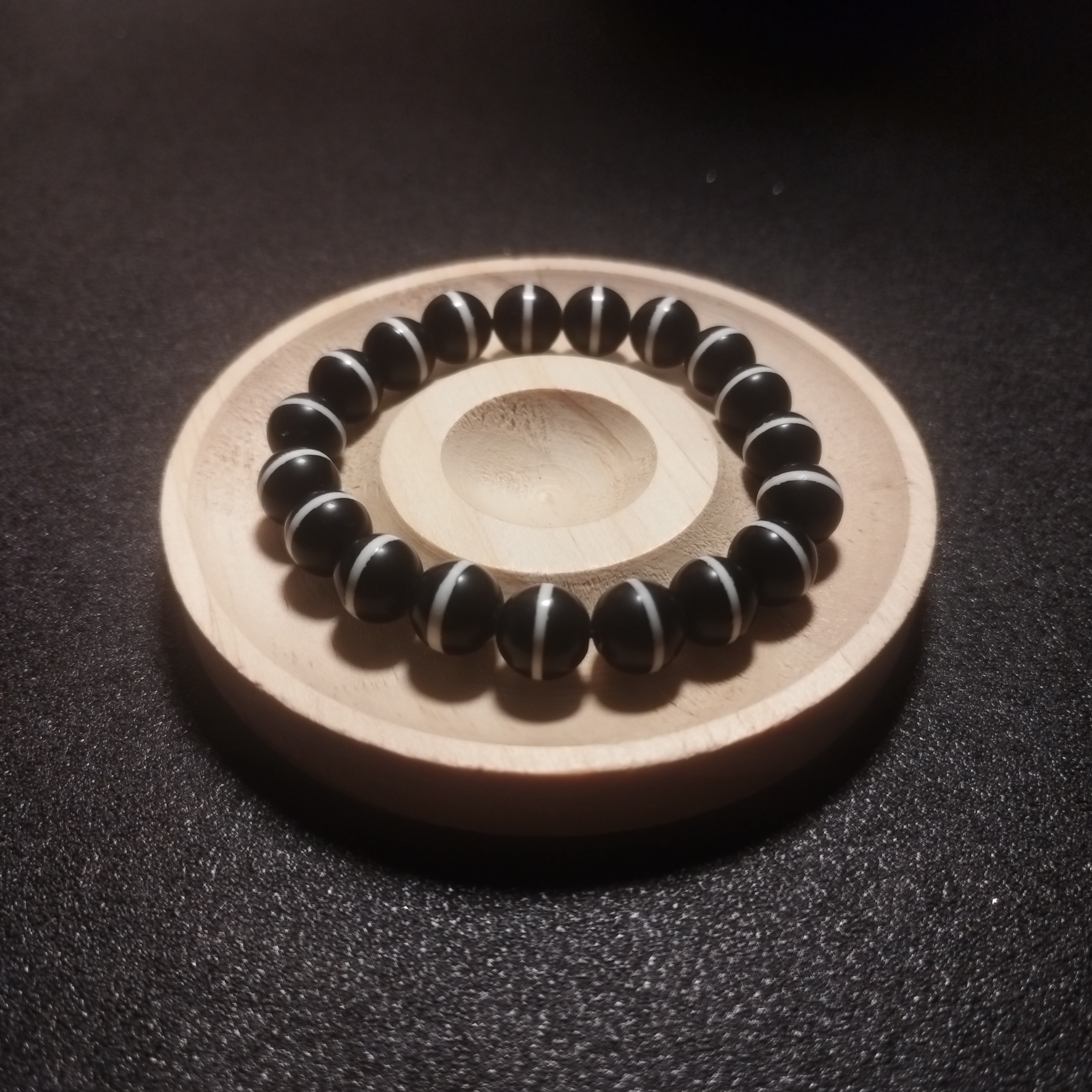 一线药师玛瑙手串黑白分明圆珠佛珠男女适用