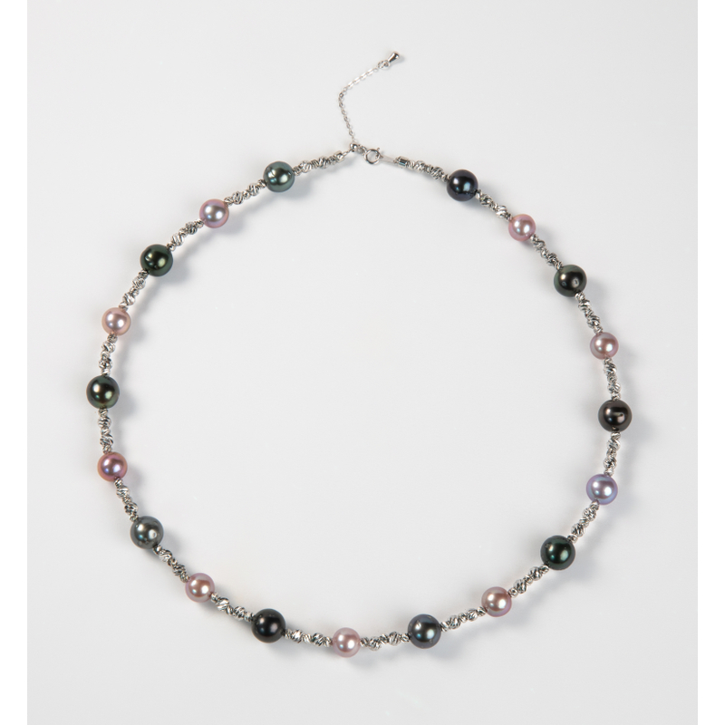  双生流影 9-9.5mm大溪地&8-9mm紫珠 海水珍珠项链  s925银