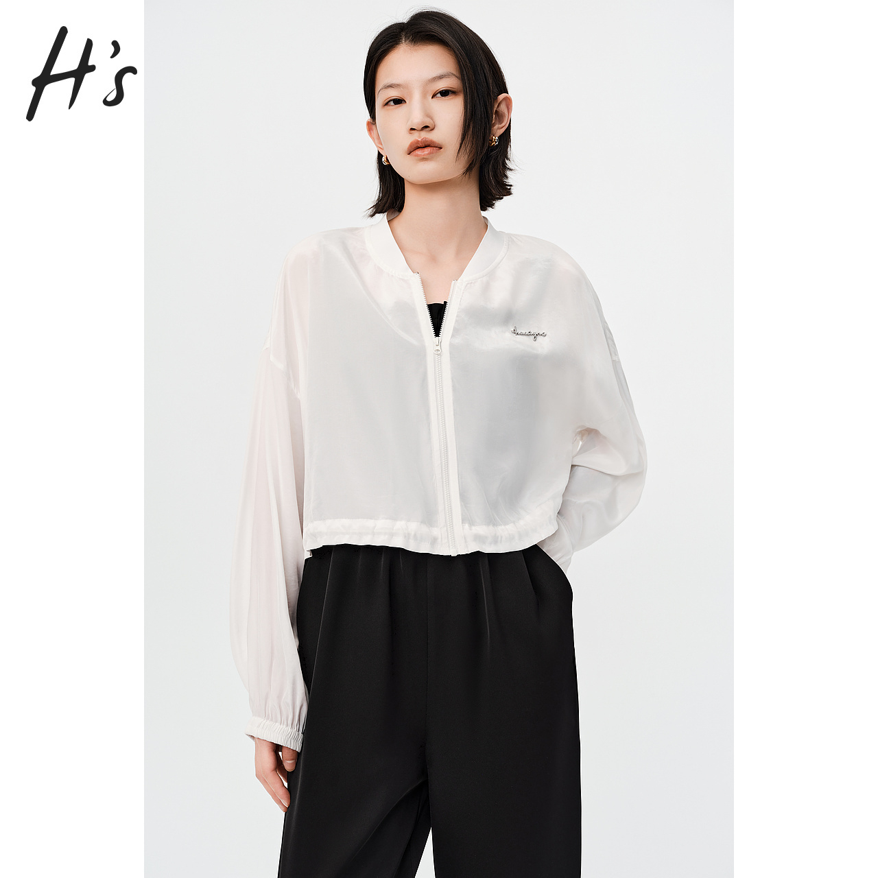 HS棒球夹克外套夏季新款女装商场同款休闲透气宽松百搭短上衣