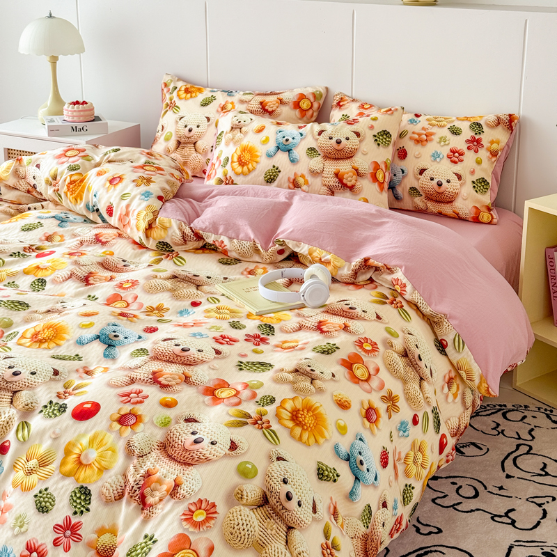 2025新款双层纱亲肤合格品被套单人床单床上用品绒被被套学生宿舍