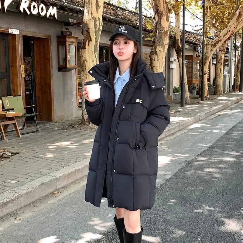 YAYA/鸭鸭宽松时尚百搭保暖长款羽绒服女2024冬新款休闲