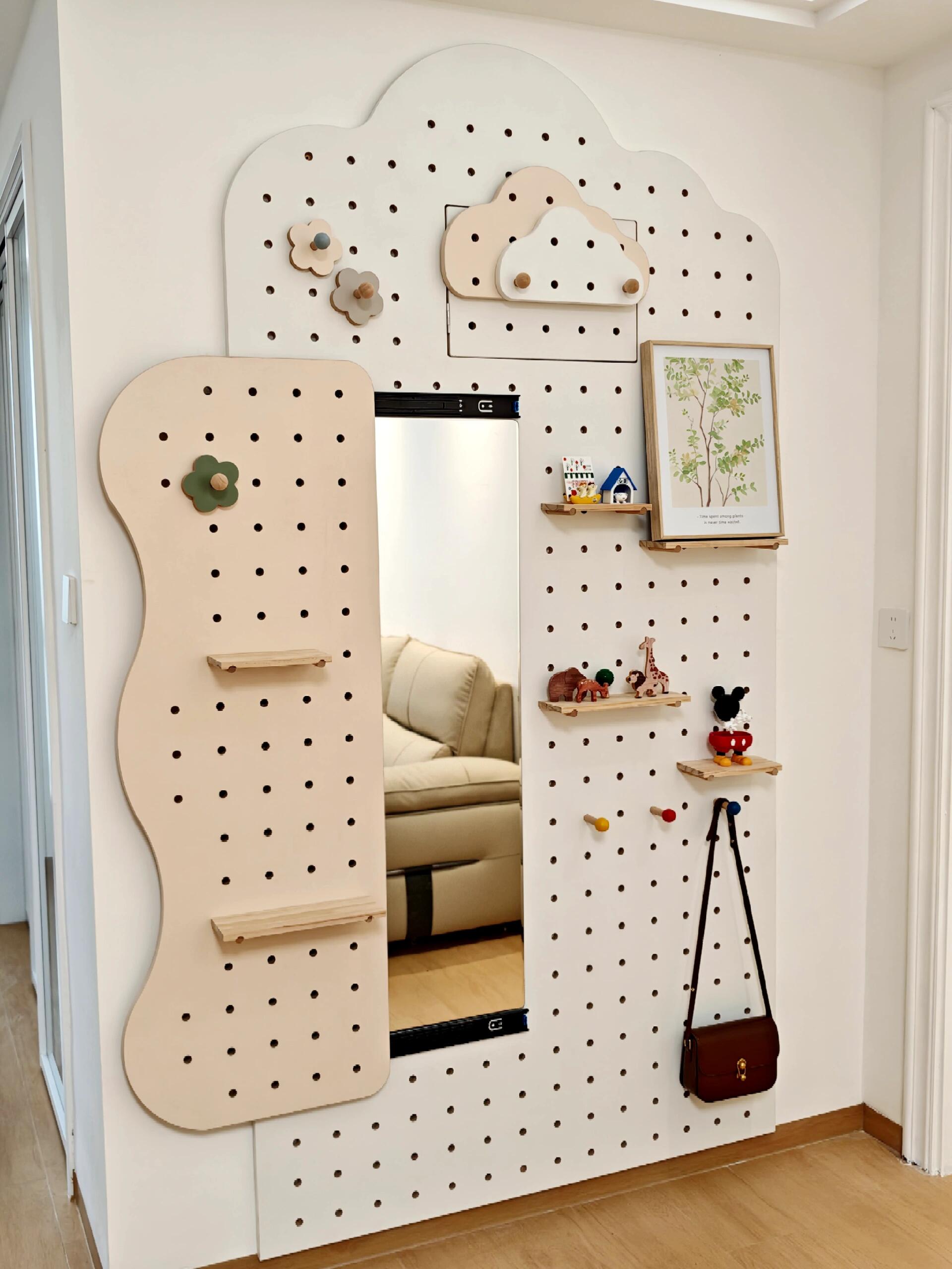 【实木定制】定制洞洞板实木洞洞板定制上置物架洞洞板电表箱遮挡