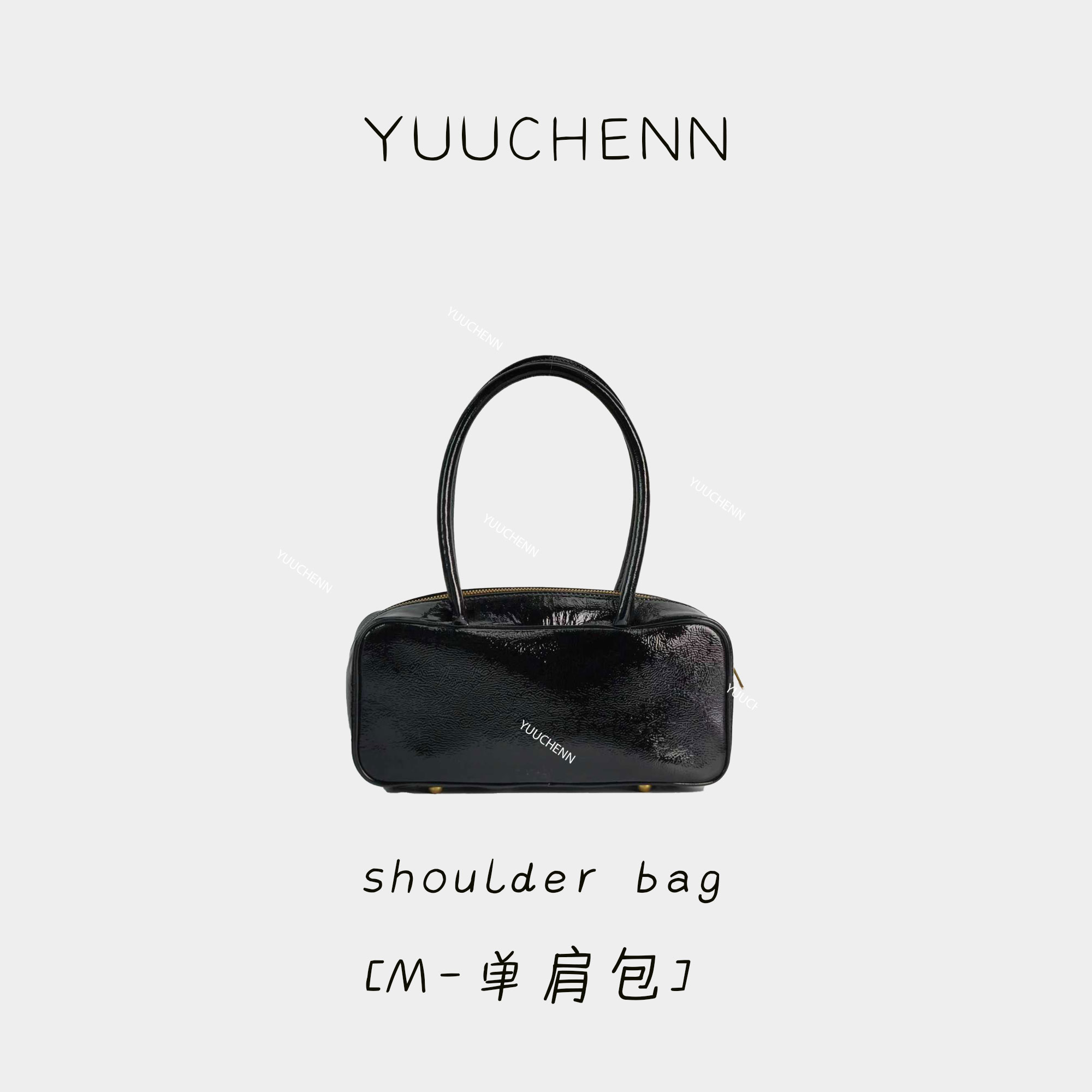 YUUCHENN 【M-单肩斜挎包】进口牛皮  黑色 斜挎包 HH8181