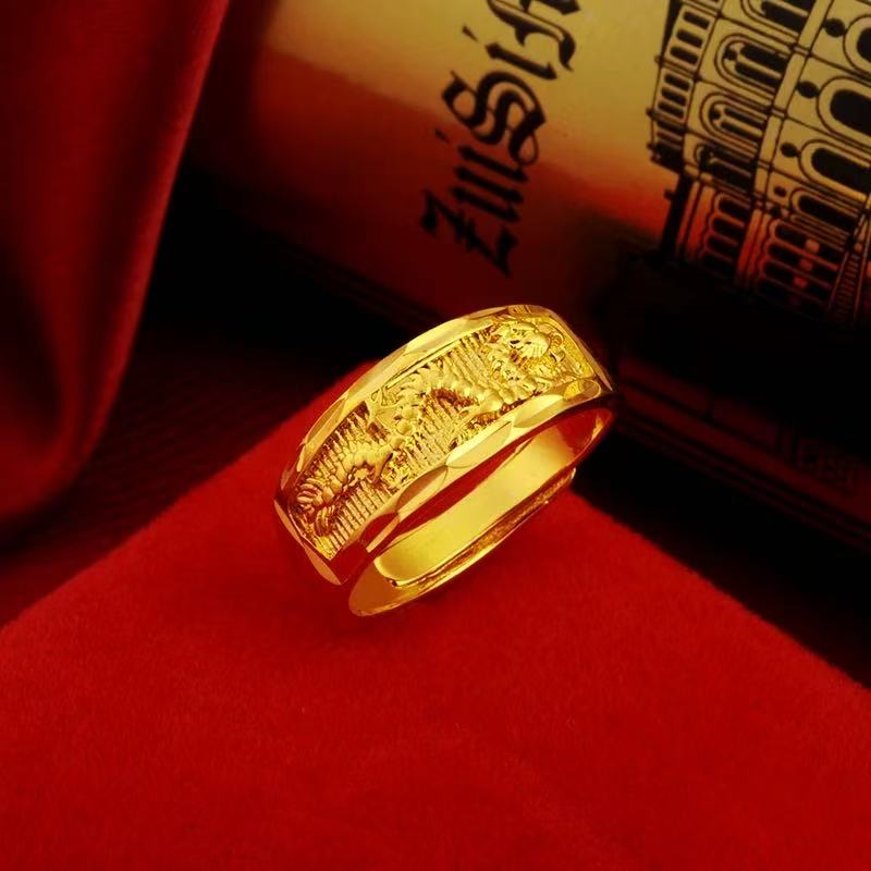 合金戒指 浮雕龙戒 时尚百搭手工工艺开口戒指