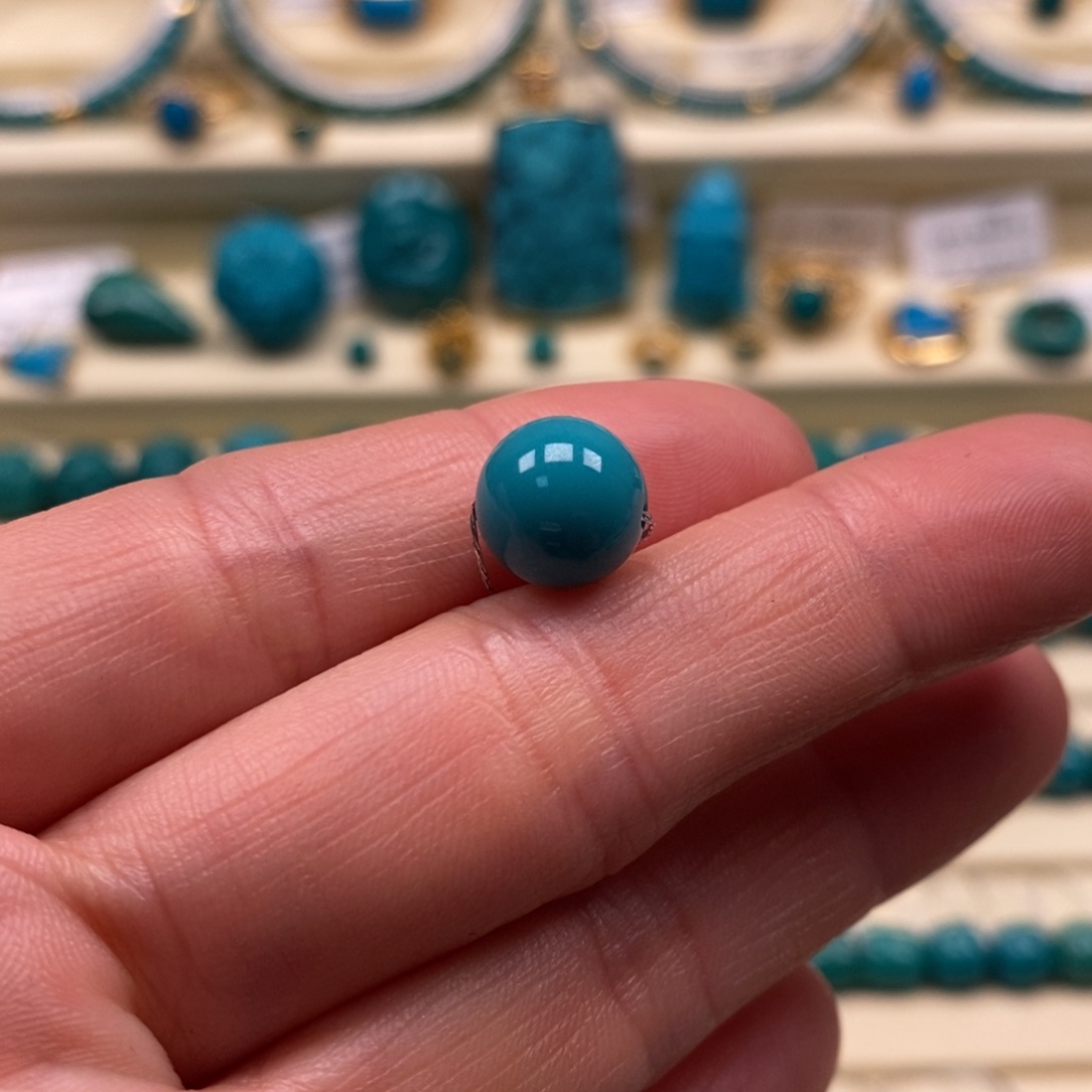 绿松石未镶嵌珠宝奇石直径9.5圆珠