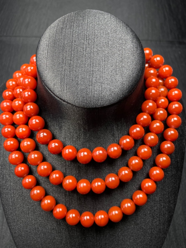 东山天然锦红原矿108项链