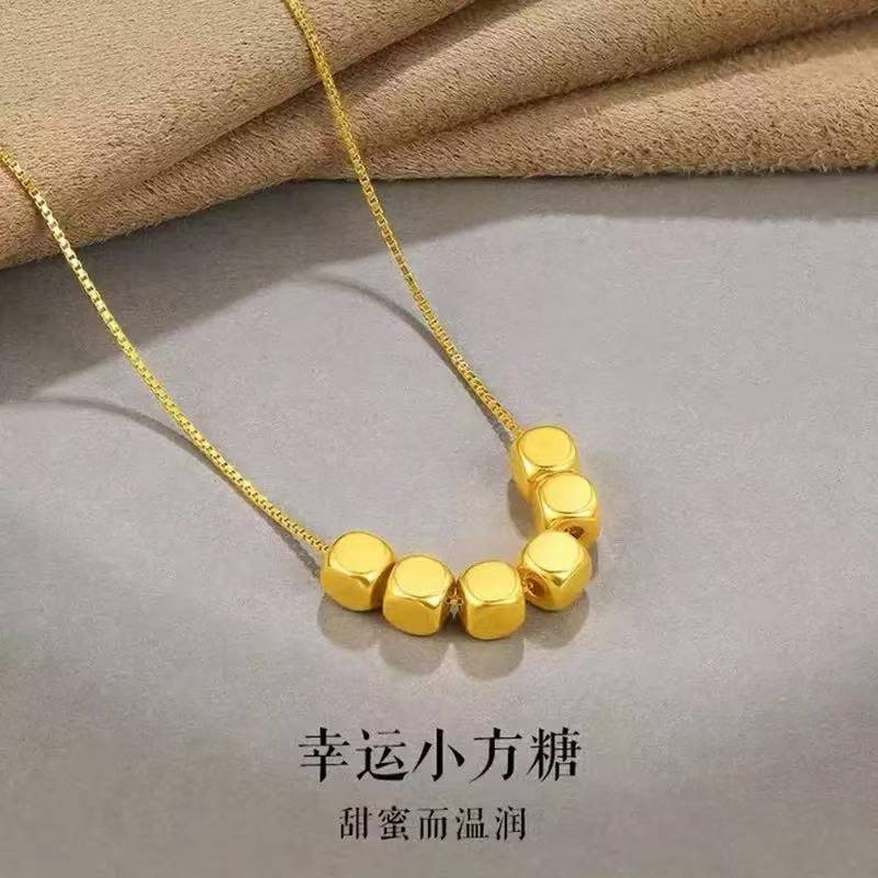  女士方糖锁骨项链五颗珠子