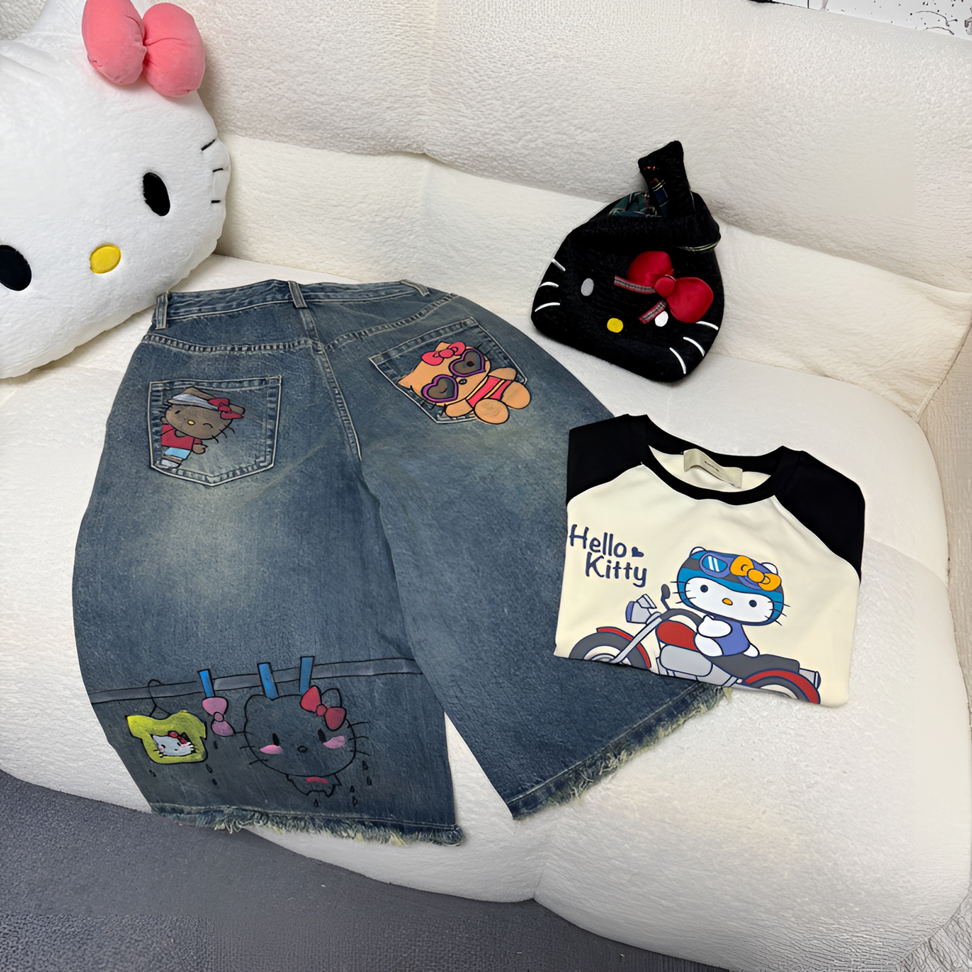 BLX--5253（深圳南油出品）新款小众设计款kitty印花裤