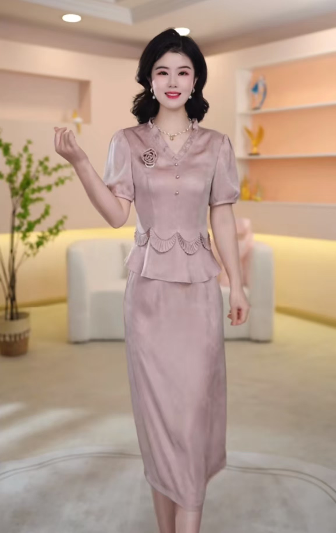 M1153 夏装两件套2025年时尚新款中国风休闲气质显瘦轻奢妈妈装女