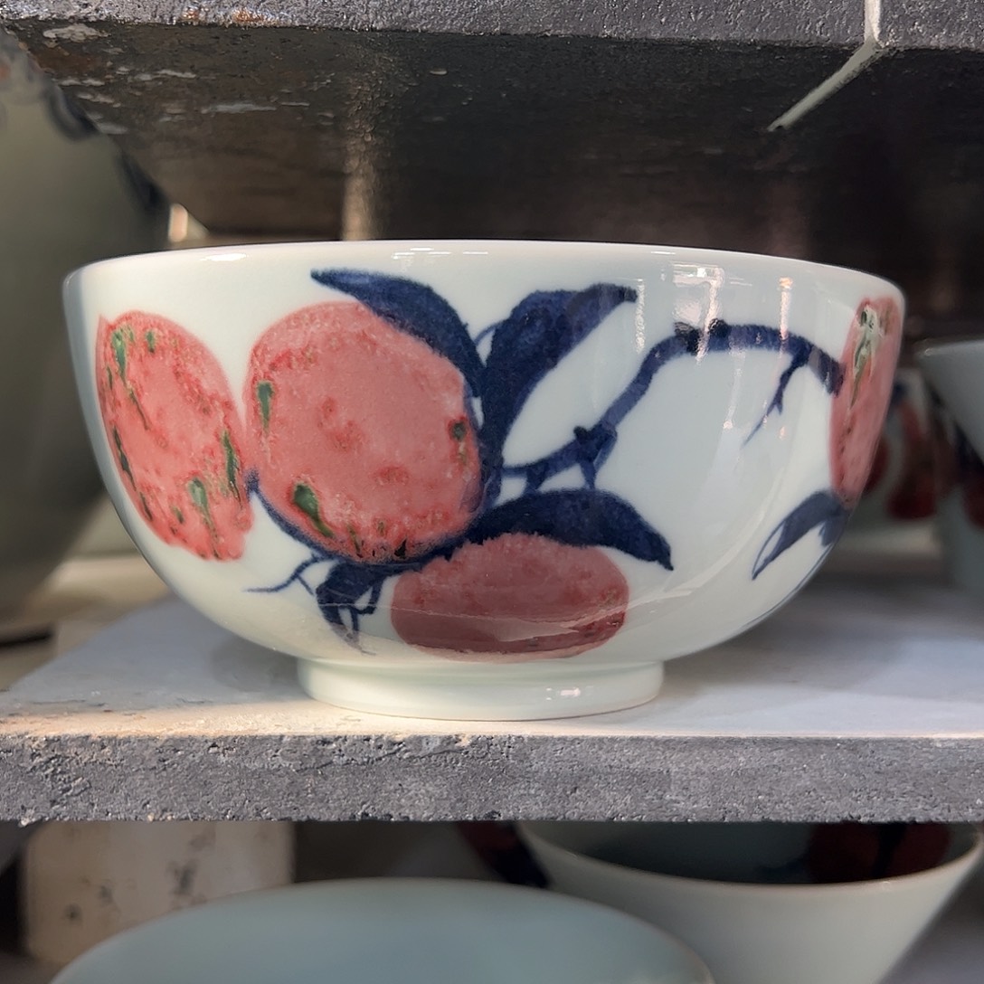青花釉里红色差放漏手工碗