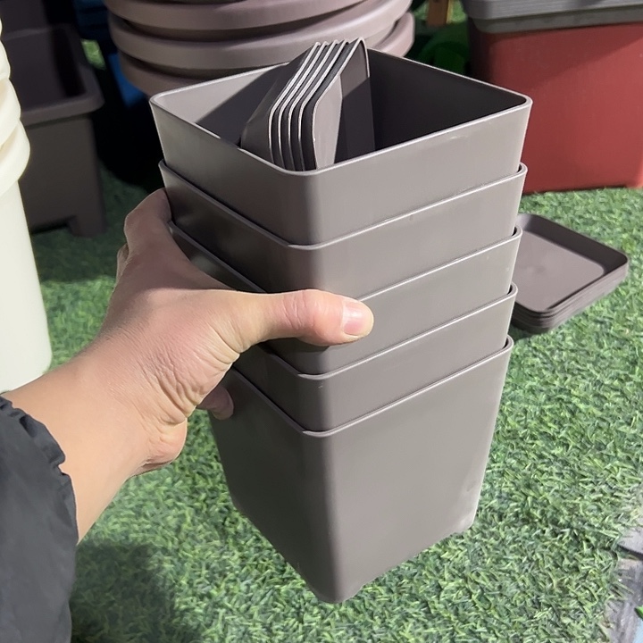 带托盘14外径14高5个盆方盆咖色