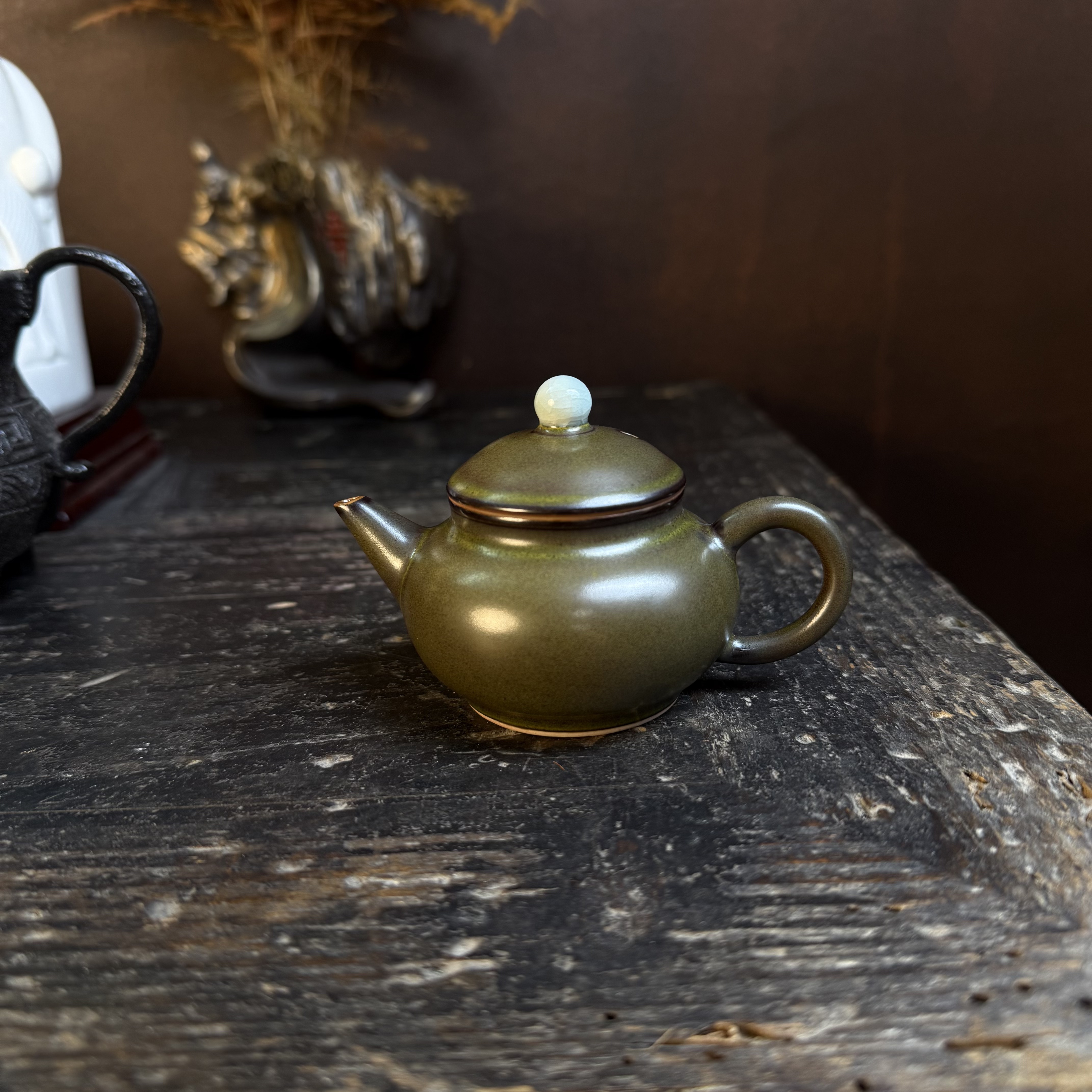 小黑 个性复古百搭原矿陶泥铁胎手工功夫茶具茶叶末小水平壶90cc