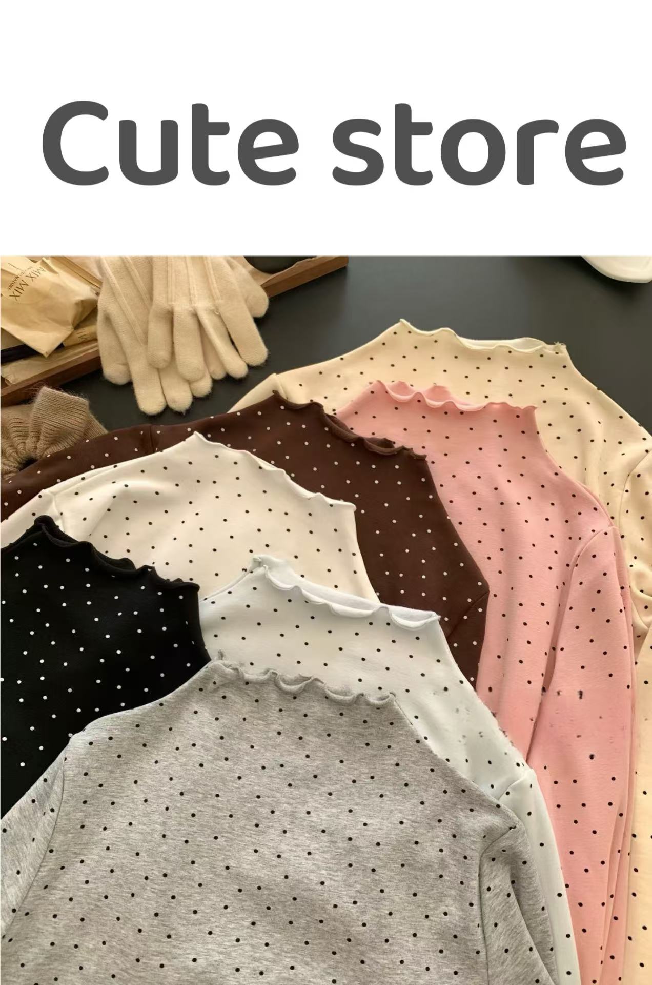 【冯七七】W3611波点加绒打底