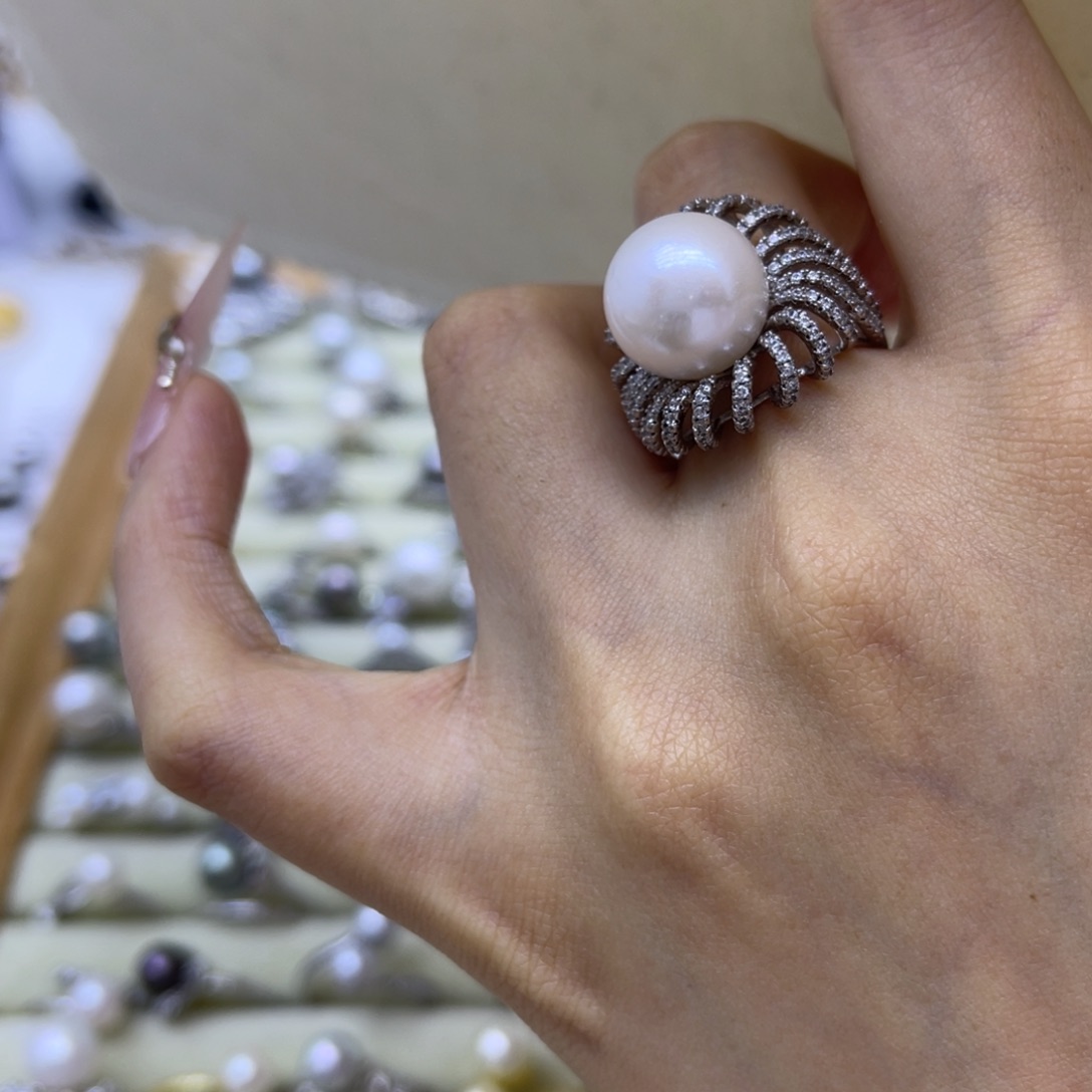 淡水珍珠戒指银S925镶嵌