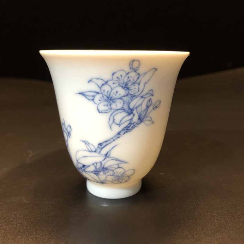 12.24/N100060/00834/青花花卉铃铛杯/口径6.5/高6.7/90cc