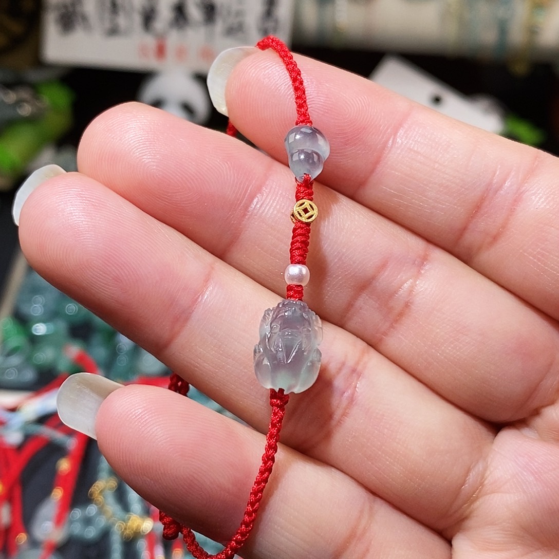 翡翠未镶嵌颈饰貔貅葫芦红绳15