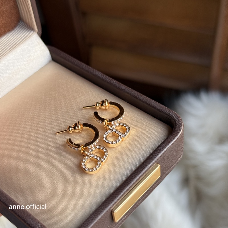 铜合金耳饰 童话缺口字母时尚C型耳钉【R639】