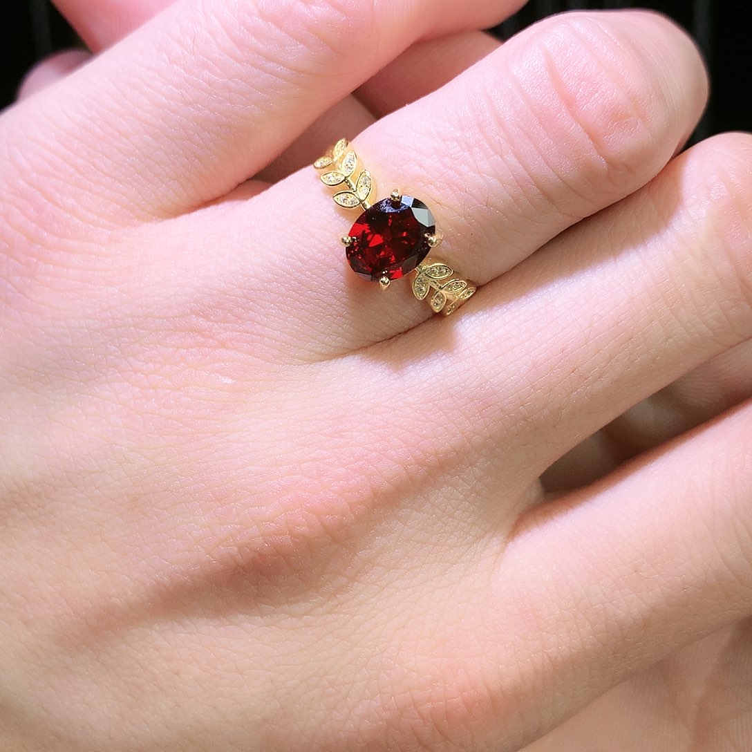 石榴石戒指银S925镶嵌