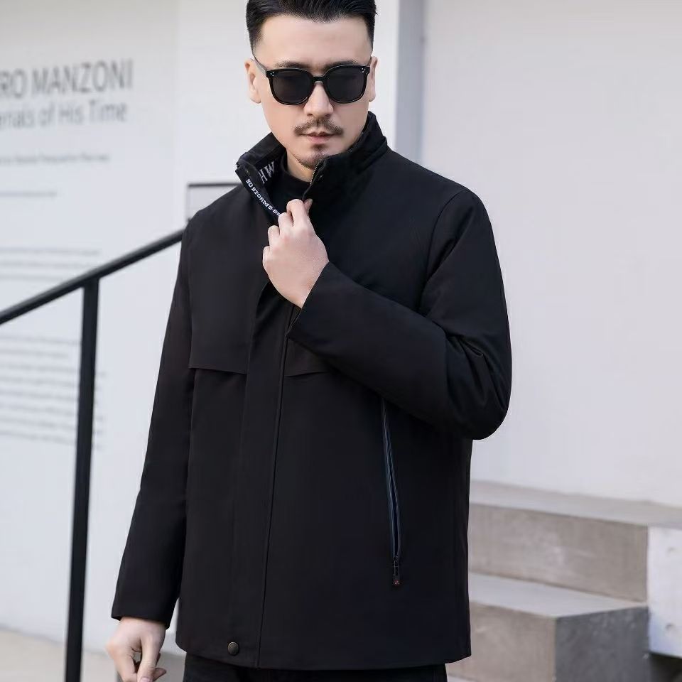 2025新款男士派克服短款拆卸休闲商务外套冬季保暖