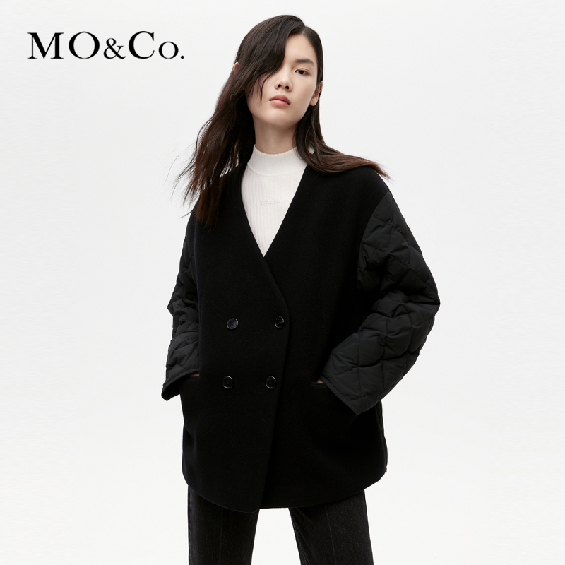【赵老板专属】MOCO冬防寒V领双排扣羽绒服MBC4EINT13