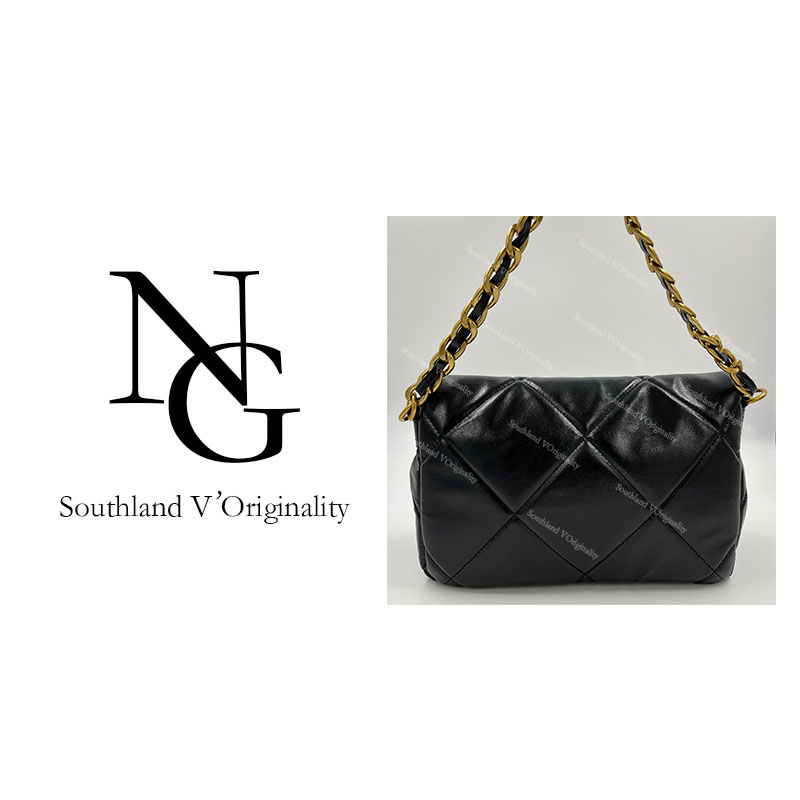 NG/31CM原创私定真皮包1163-菱格豆腐林-黑