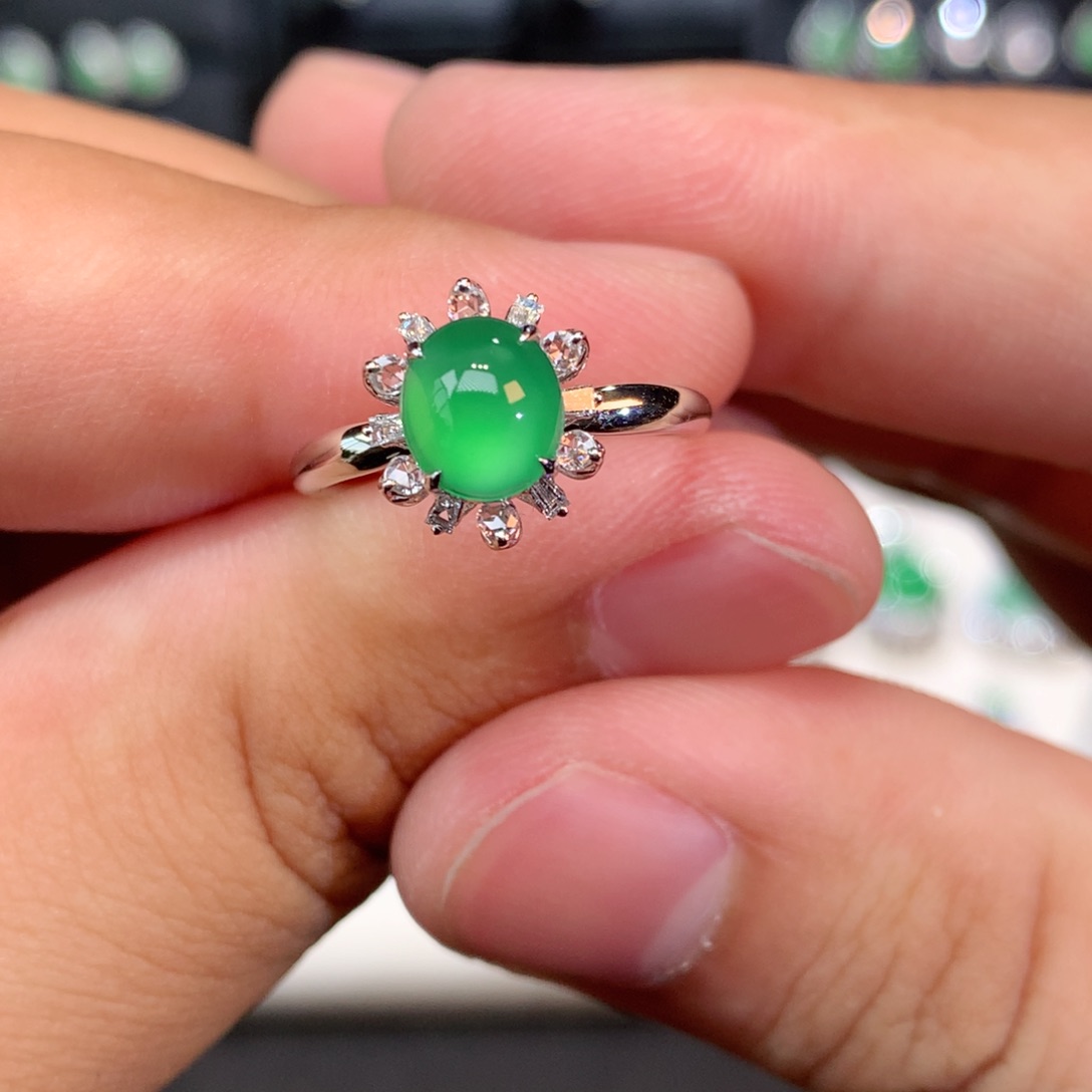 翡翠戒指18K金镶嵌（收到货48小时鉴赏期）