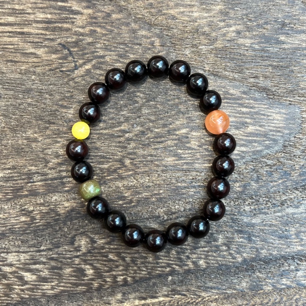 0635-小叶紫檀配饰手串8mm