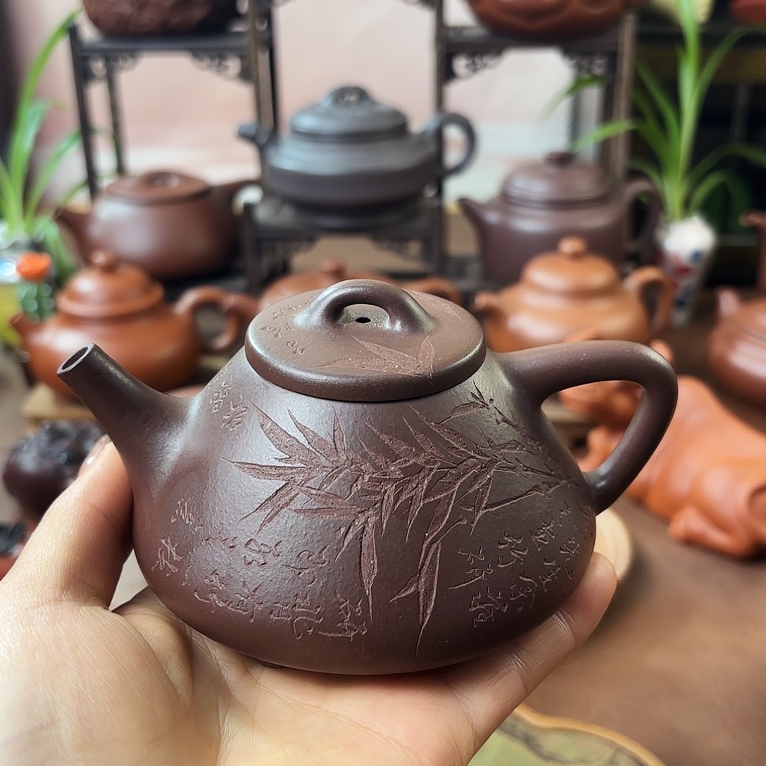 紫砂茶壶子冶石瓢老紫泥200cc
