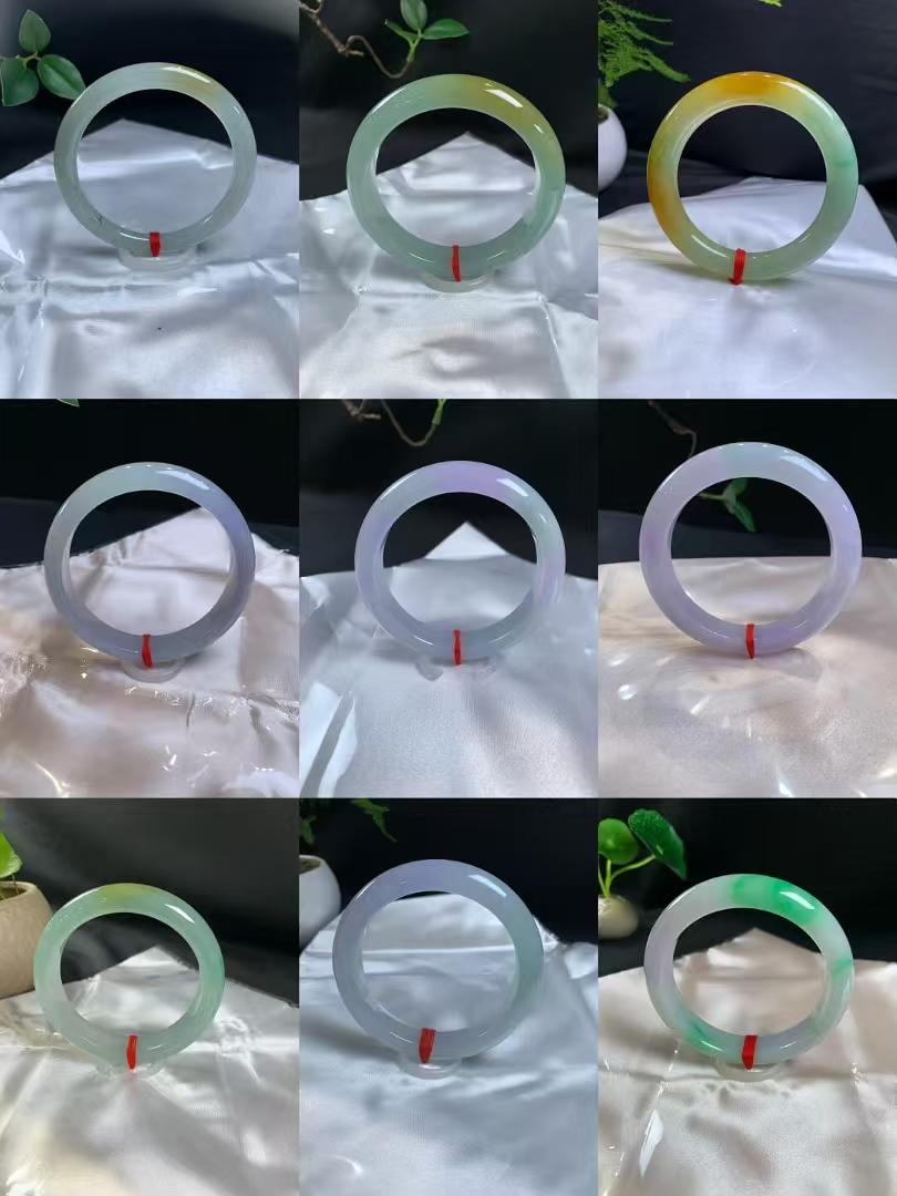 非金属珐琅手镯 天然缅冰透美人镯多样性发其一P3