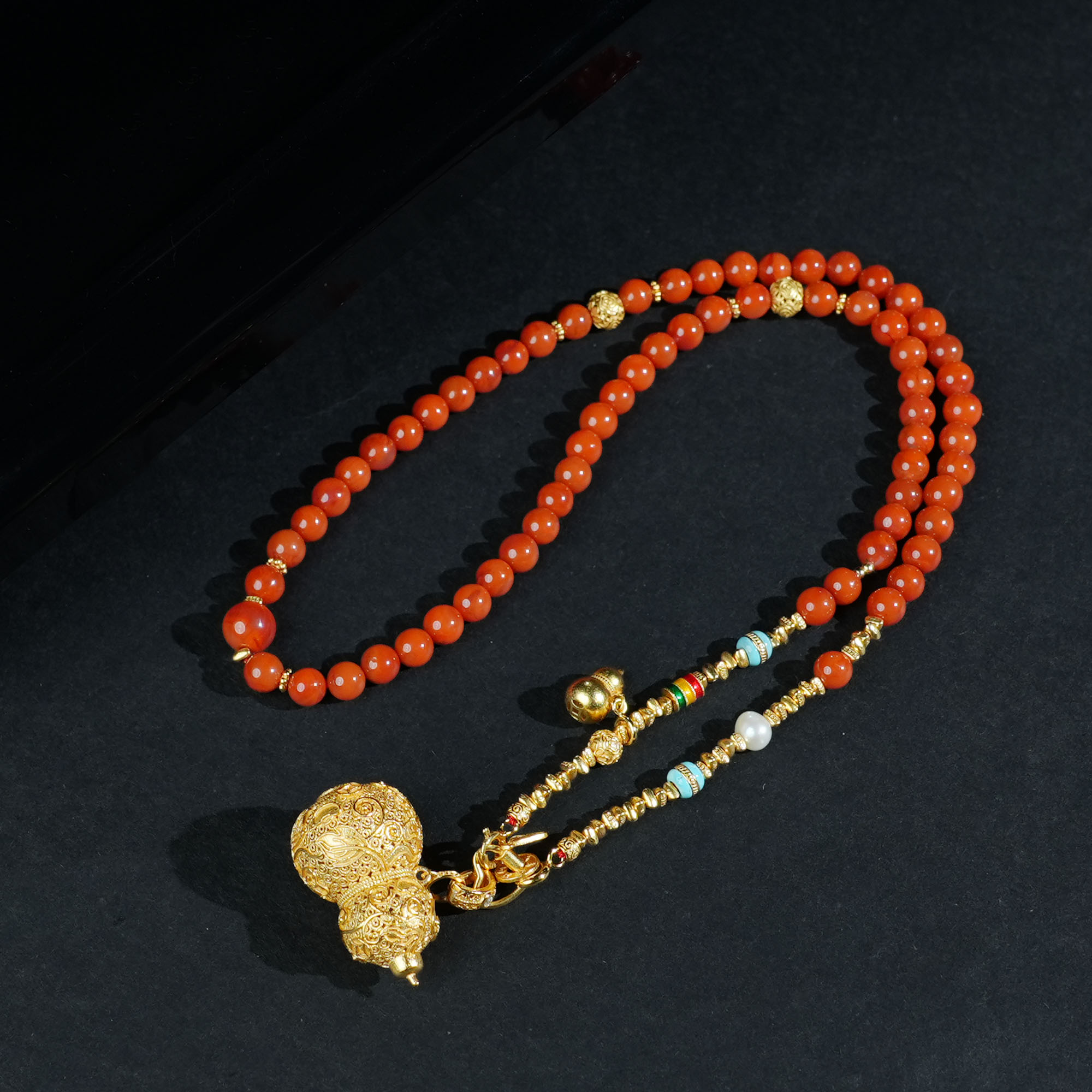 V姐|心选|原矿南红葫芦圆珠设计项链 6-8mm-ZH122735