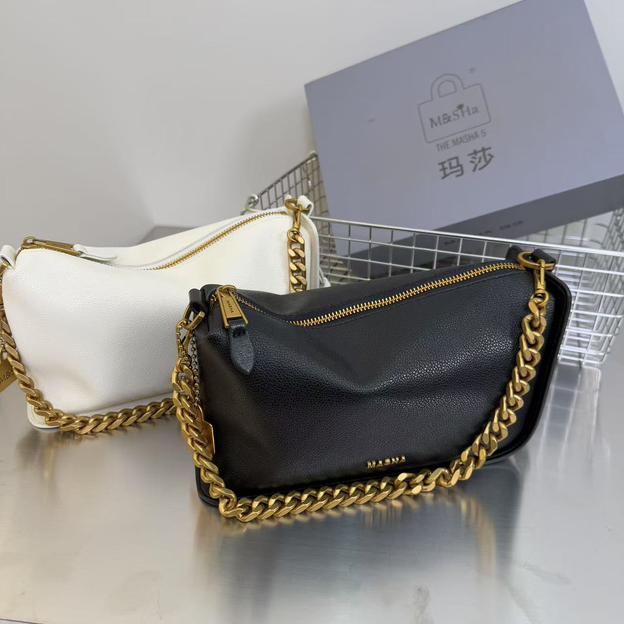 2025情人节斜挎包耐刮纯色潮流菱格简约链条包腋下包褶皱肩包时尚