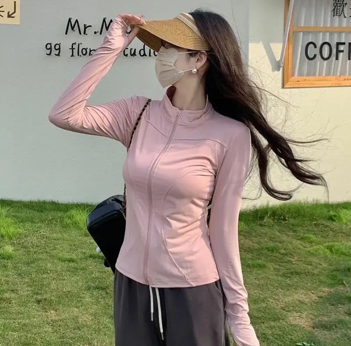 【运费补贴】小野露露大码155斤夏季立领防晒衣女修身短款瑜伽外套