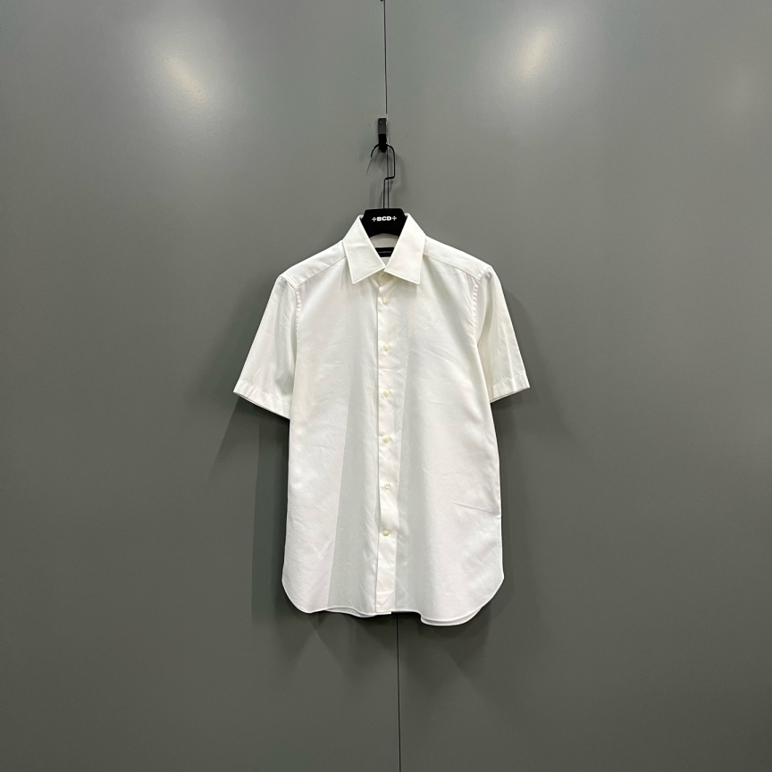 99新 ZEGNA jp1209 杰尼亚 白色翻领短袖衬衫 40码 611017