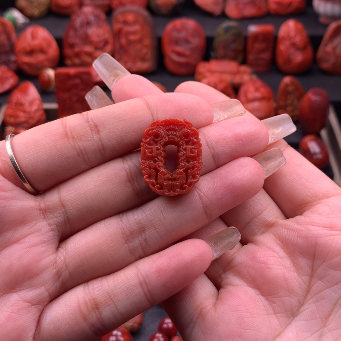 南红玛瑙南红川料原矿高品龙凤吊坠未镶嵌W****叁