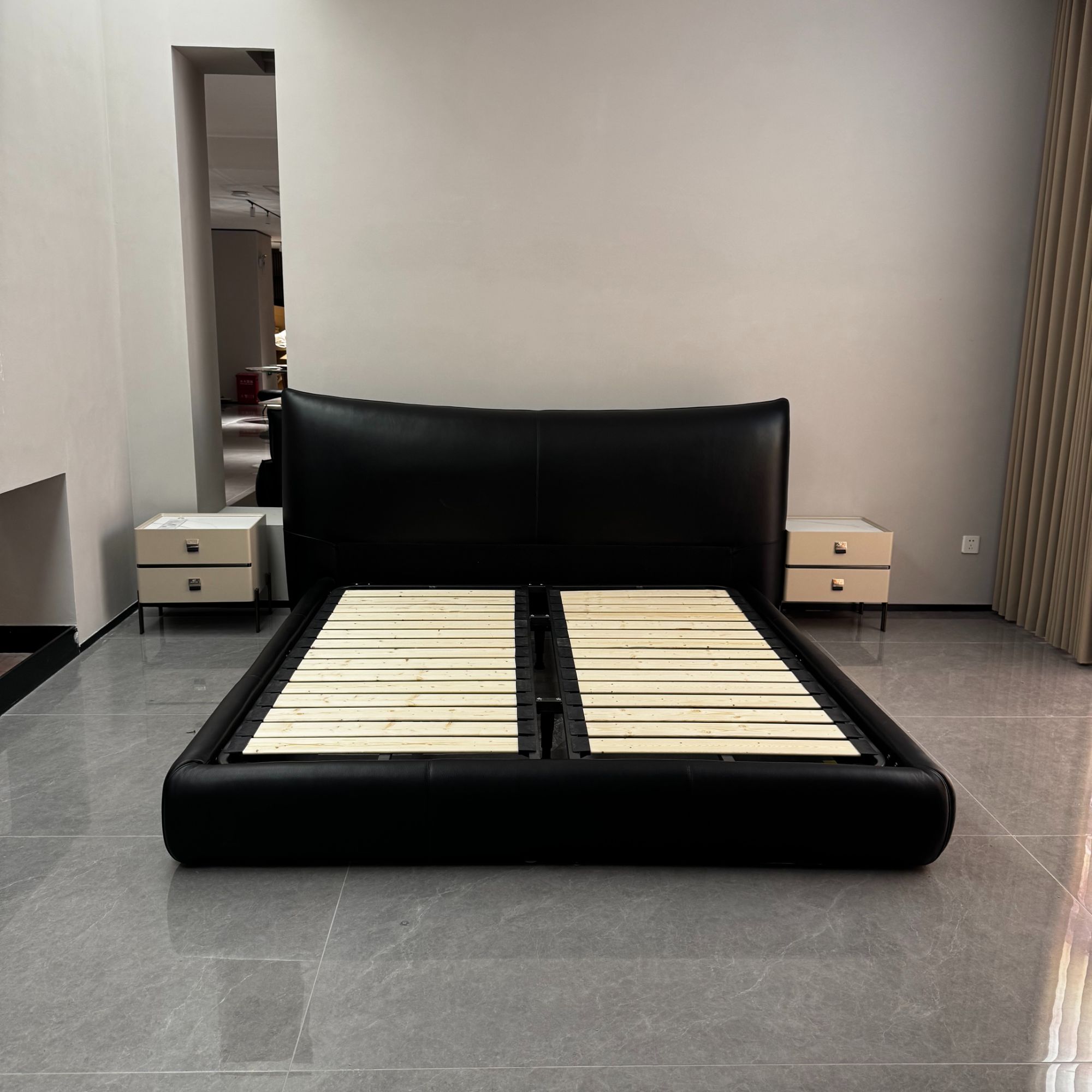 广巢家具香奈儿皮艺床皮床创意新中式双人床轻奢美式北欧软床