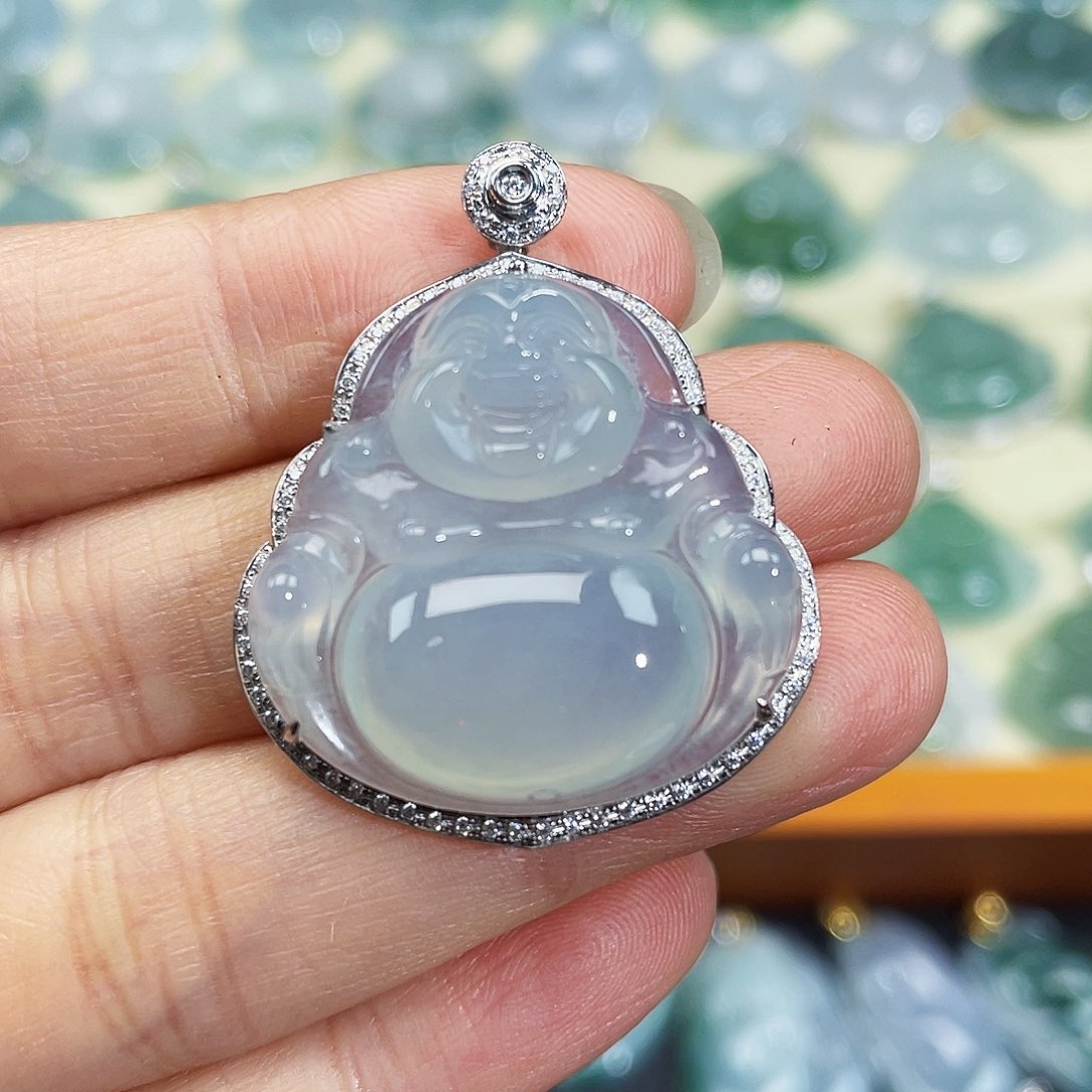 翡翠颈饰18K金镶嵌吊坠