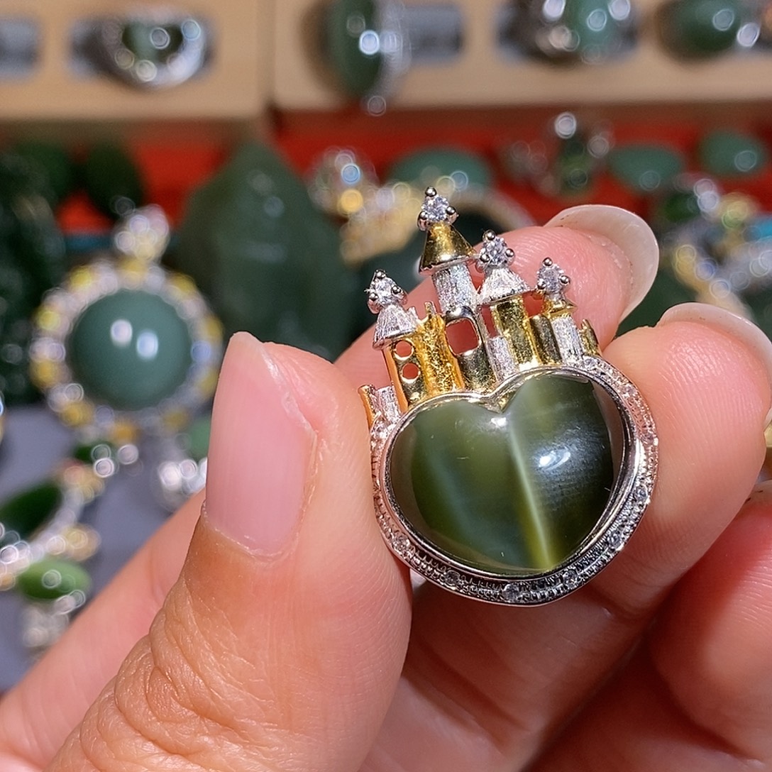 和田玉（碧玉）银S925镶嵌颈饰