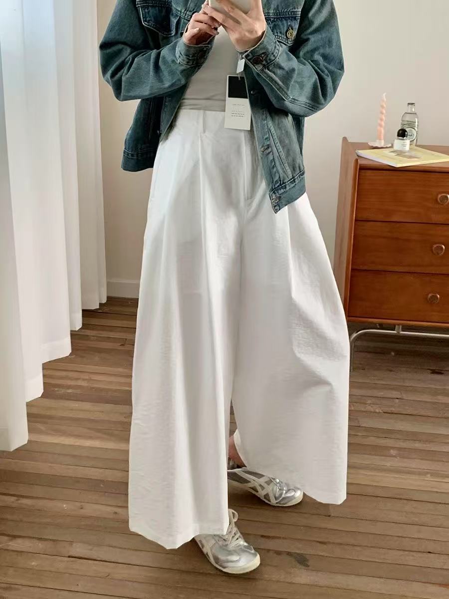 5917 春夏季新款高腰纯色休闲阔腿裤棉麻舒适裙裤显瘦长裤女