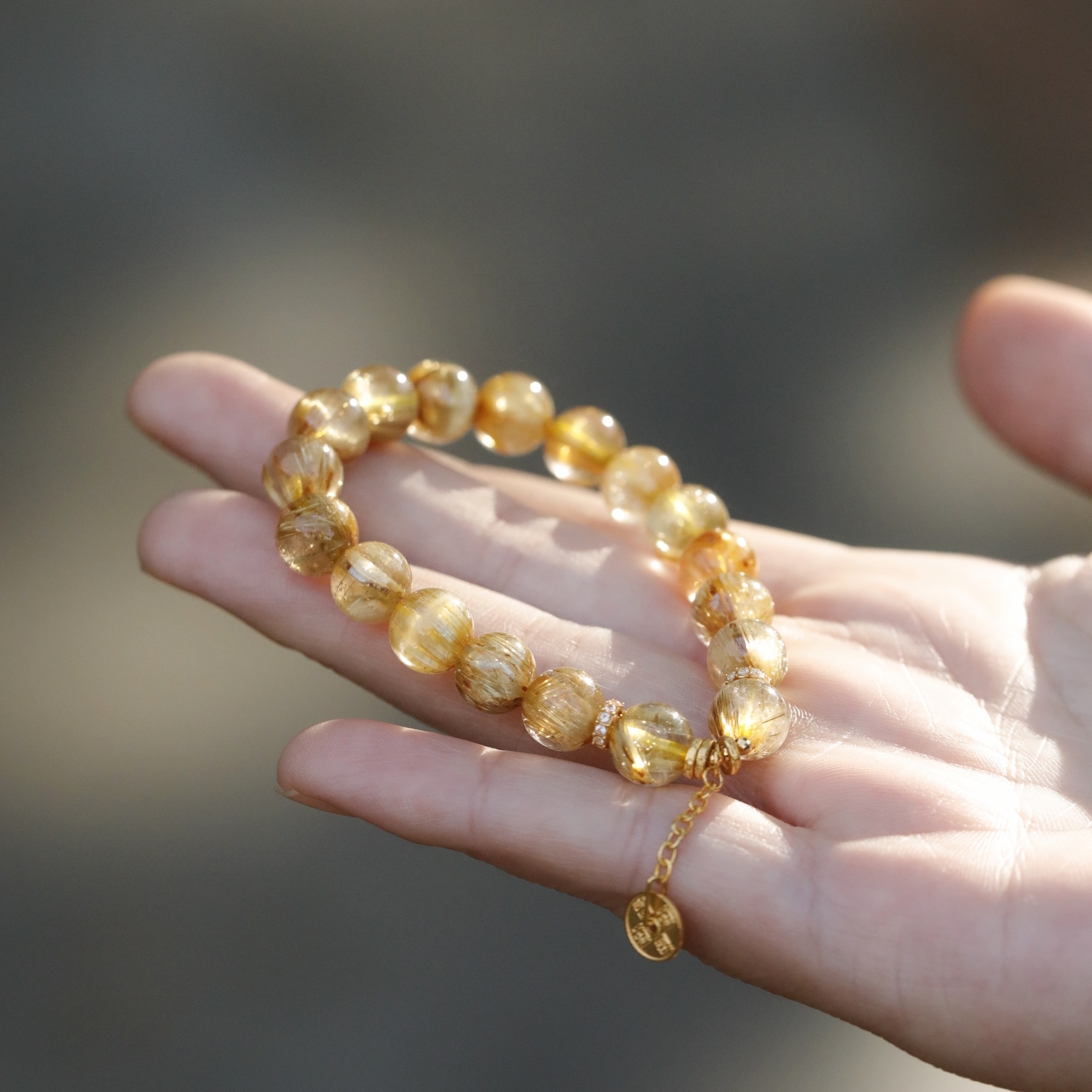 麦麦【诗觅】天然水晶钛晶+18K配件 手串